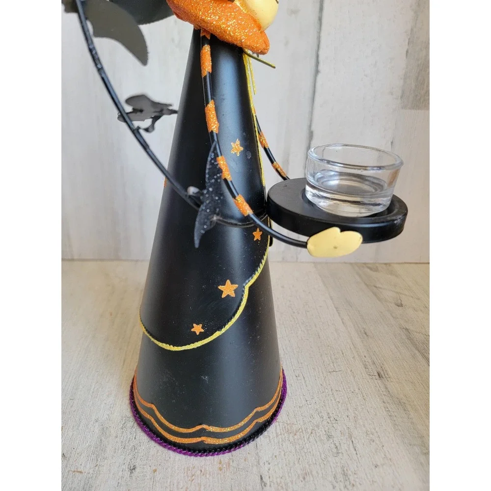 Party Lyte abracadabra witch metal tea light holder Halloween bat glitter star